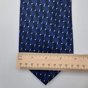 Pavone Silk Tie - Foulard Pattern - Blue/Black/Whi